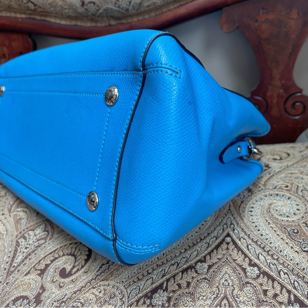 Coach Crossgrain Leather Margot Carryall Shoulder Bag Crossbody Sky Blue F34607 - Picture 11 of 16